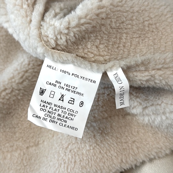 PLM Pascale La Mode Short Faux Wool Shearling, Suede Coat, Button Front, NWT - Picture 11 of 16